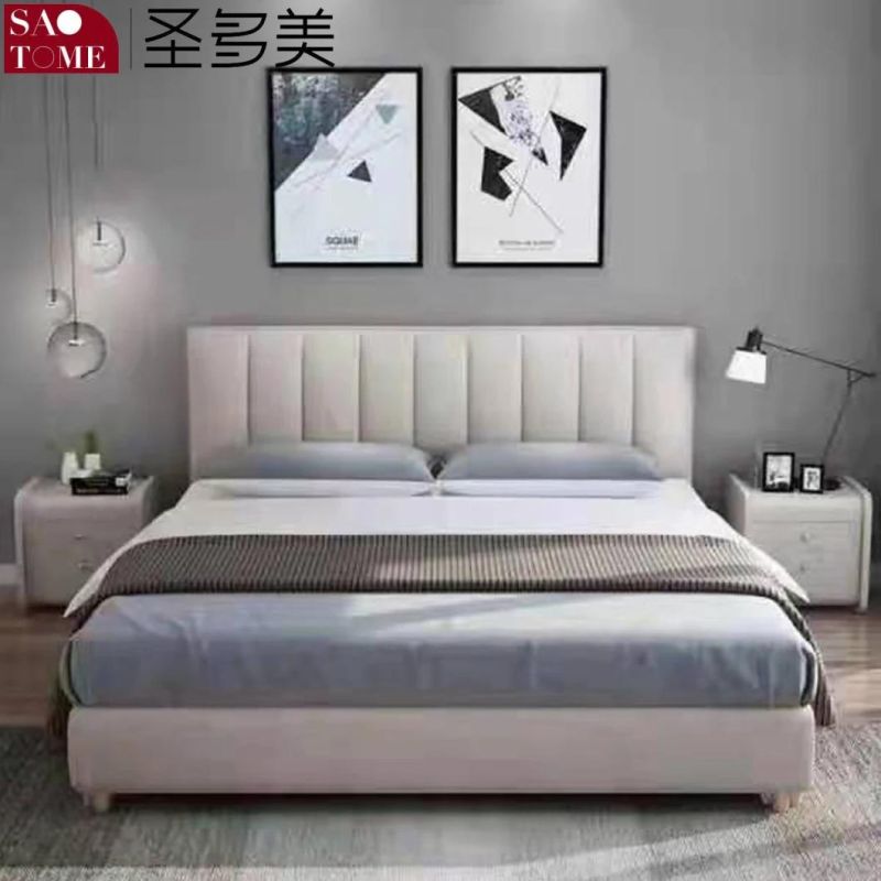 Dark Grey West Leather Solid Wood Frame King Bed