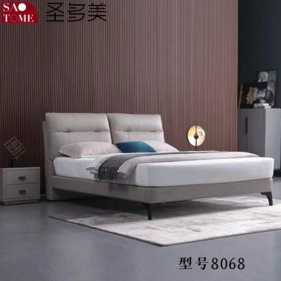 Bedroom Bed Set Furniture Light Grey Leather Double Bed