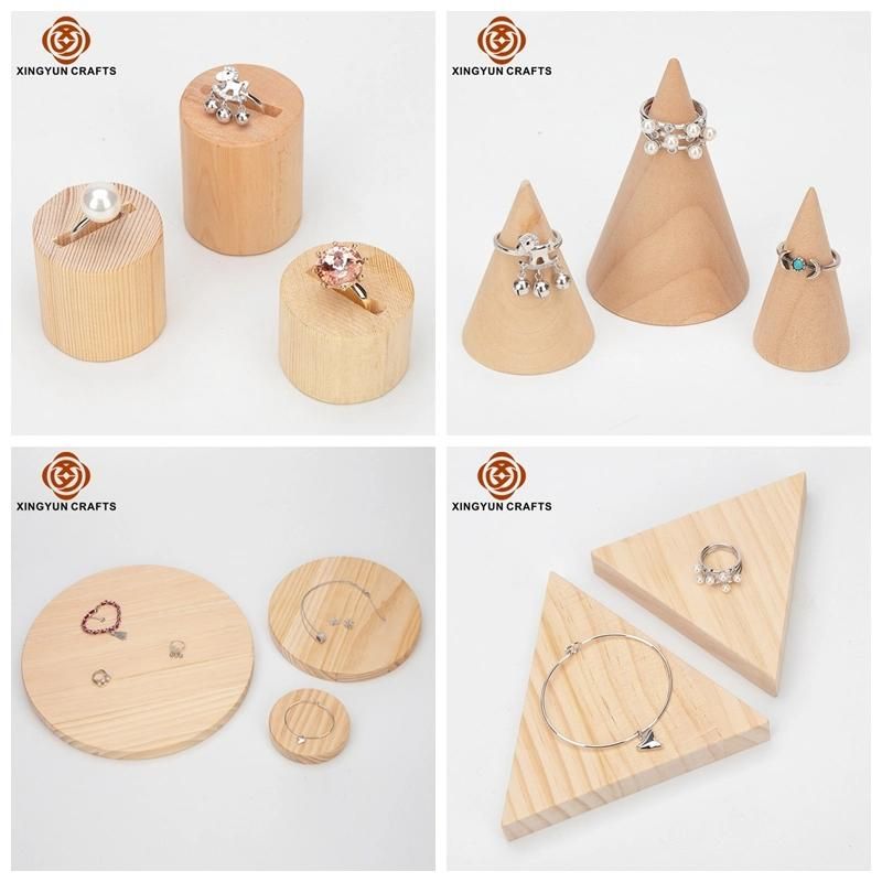 Wholesale Wooden Leather Jewelry Stackable Tray Exhibition Showcase Gift Packaging Display