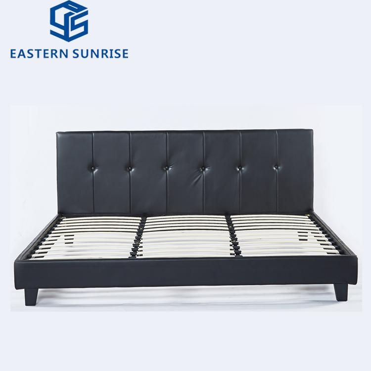 Modern Design Curve Black Color PU Leather Bed