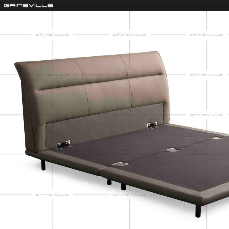 Italy Classic Modern Home Furniture Leather King Size Bed for Living Room Furniture