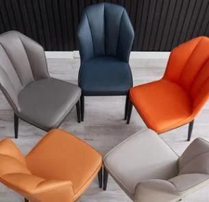 Modern Restaurant Metal Black Leg PU Leather Leisure Chairs