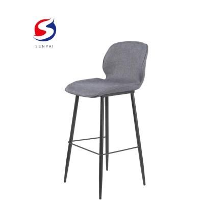 Wholesale Bar Furniture Fabric Coffee Bar Chair with Stool Metal Legs