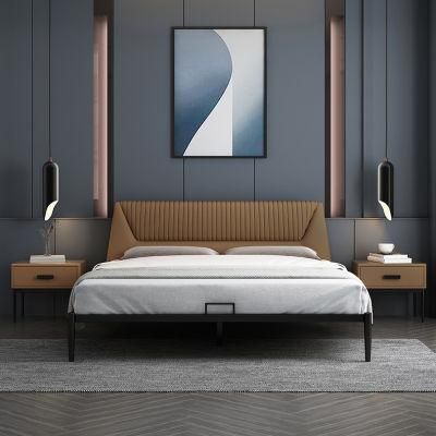 Italian Minimalist Steel Frame 1.8 Meters Modern Master Bedroom Soft Package 1.5 Double Leather Bed