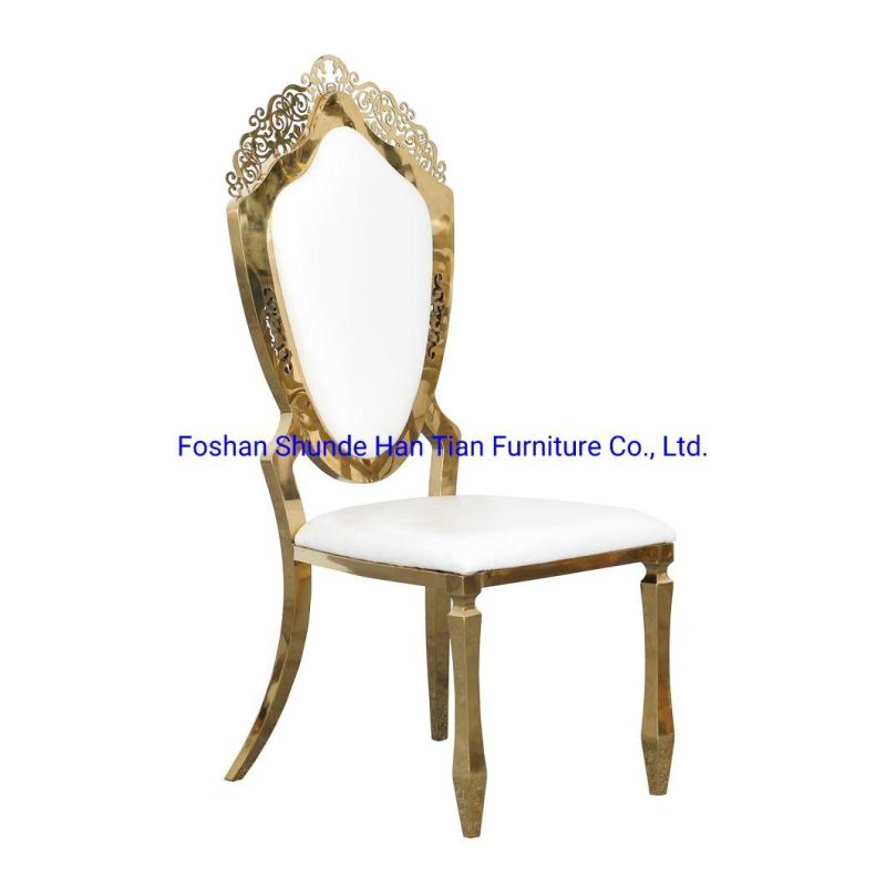 No Folding Gold Stainless Steel Outdoor Dining Furniture Luxury Banquet Garden Chair