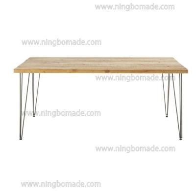 French Classically Constructed Furniture Natural Reclaimed Fir Wood Black Iron Dining Table