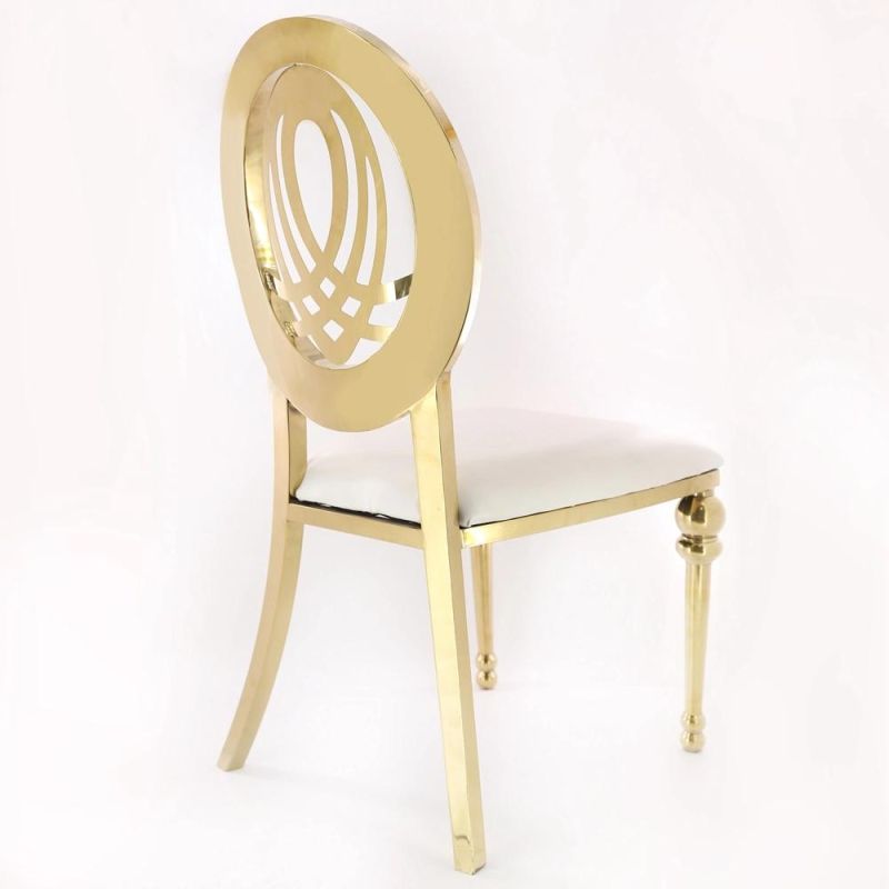 Hoping Home Furniture with White Leather in Rose Gold Metal Wholesale Wedding Dining Chairs