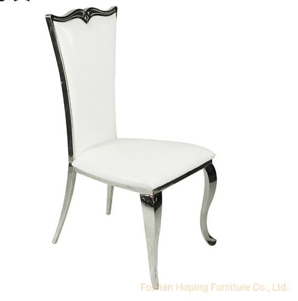 Simple Square Back Stainless Steel PU Leather Wedding Hotel Banquet Dining Chair