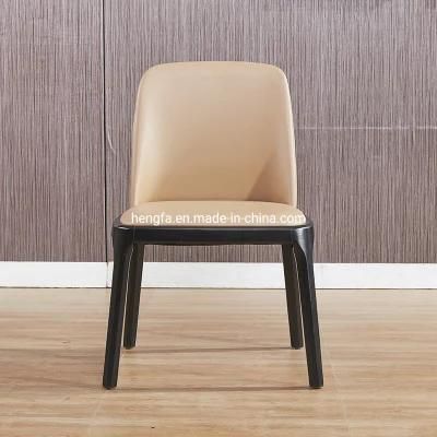 Modern Living Room Home Furniture Leather Steel Base Dining Chairs
