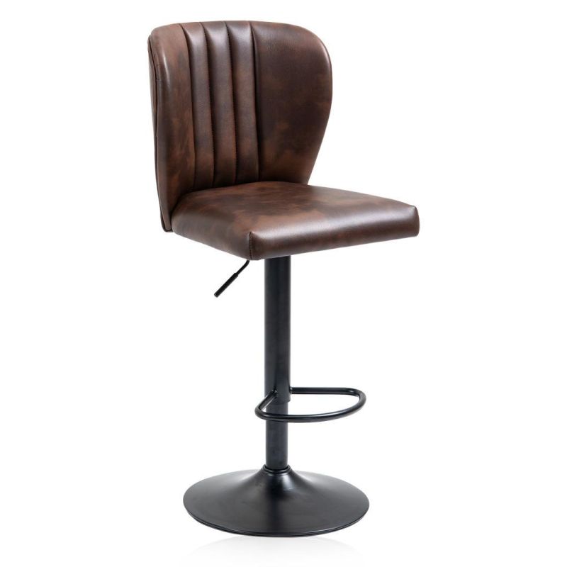 Leather Upholstered Adjustable Bar Stool Kitchen High Bar Chair Furniture