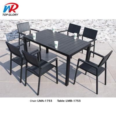 Aluminium Outdoor Park Dining Furniture WPC Table and Chair