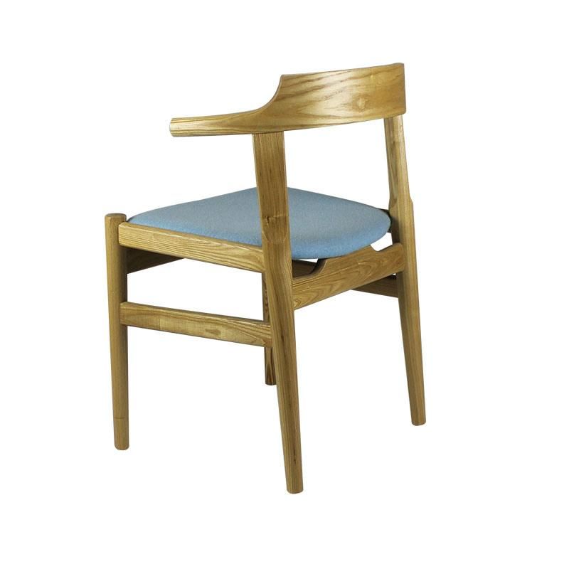 Modern Party Solid Ash Wood Dining Chair with Leather Cushion