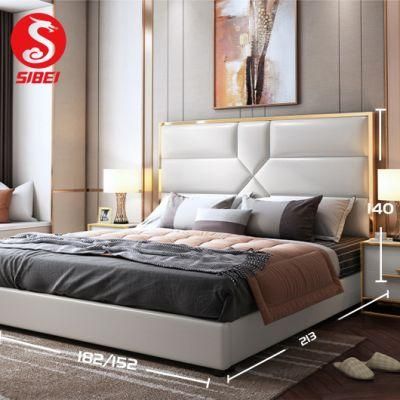 Modern Solid Wooden Super King Size Platform Bed Frame with Headboard Supplier