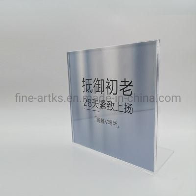 Custom Acrylic Cosmetic Sign Board Advertising Display Stand Promoting Label Sign Holder