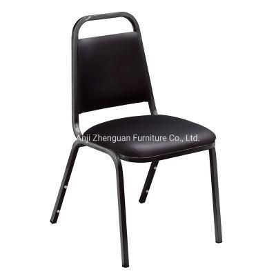 Professional Manufacturer of Stackable Ascot Black Vinyl Metal Steel Dome Seat Dining Banquet Chair (ZG10-001)