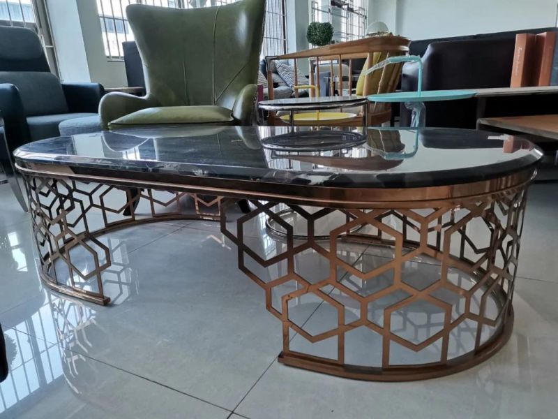 Black Glass Brass Frame Stainless Steel Coffee Table