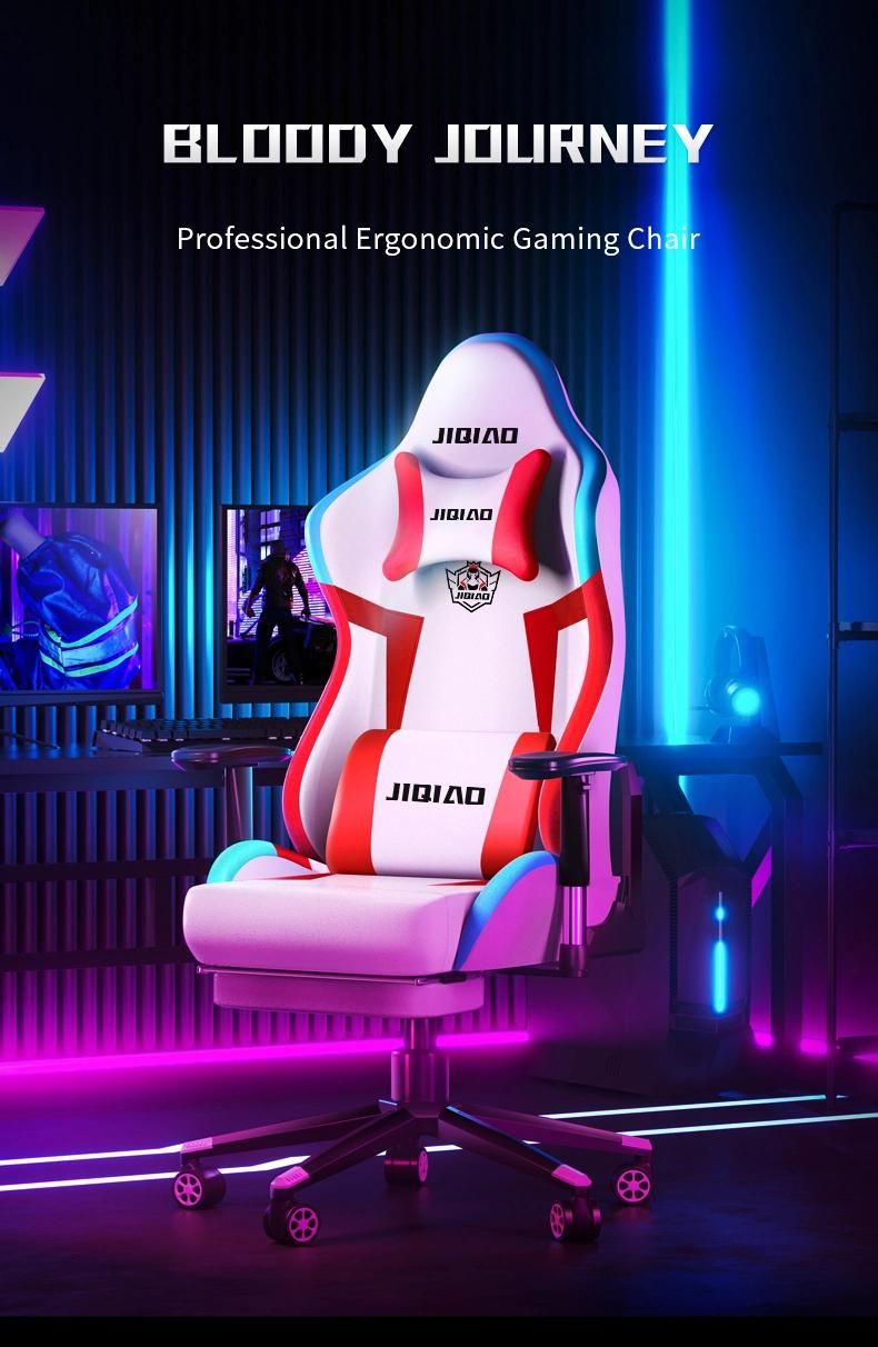 Hot Sale Ergonomic Adjustable Metal Frame PC Racing Computer Reclining Leather Silla Gamer LED Gaming Chair with Footrest