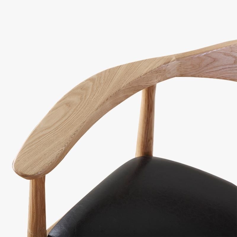 Furniture Modern Furniture Chair Home Furniture Wooden Furniture Wooden Chair Leather Solid Wood Low Round Back Cafe Furniture Dining Chair with Wooden Leg