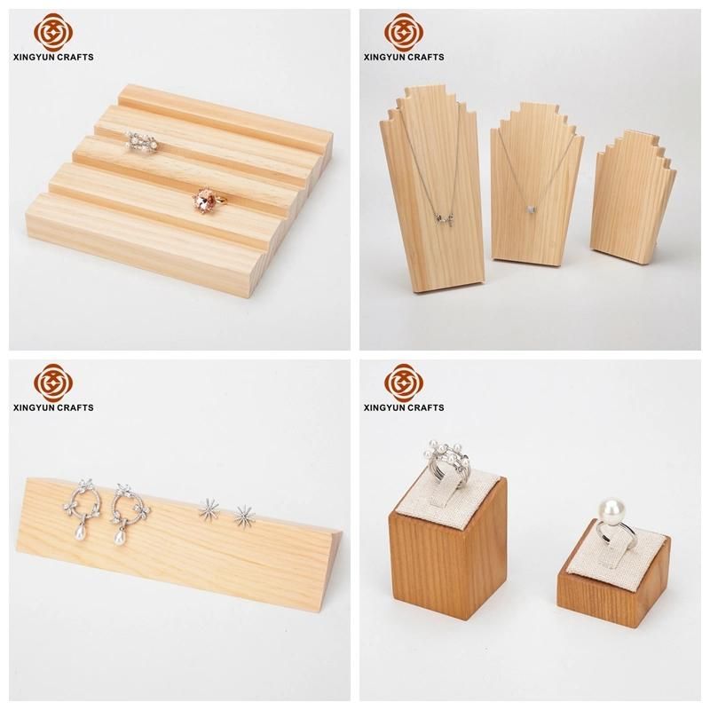 Wholesale Wooden Leather Jewelry Stackable Tray Exhibition Showcase Gift Packaging Display