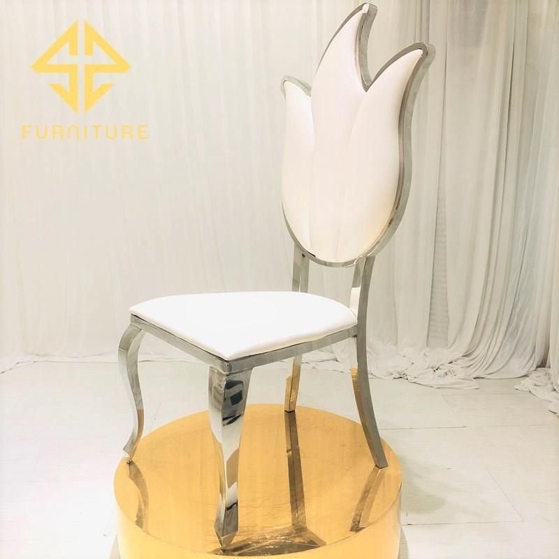New Design Popular Stainless Steel Hotel Gold Dining Chair with Leather Seat
