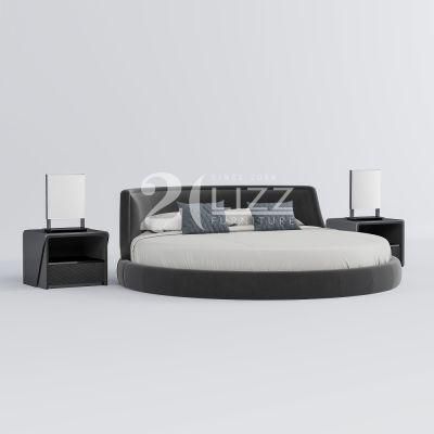 2022 Nordic New Design Double Size Bed Luxury Round Shape Wooded Home Apartment Room Furniture