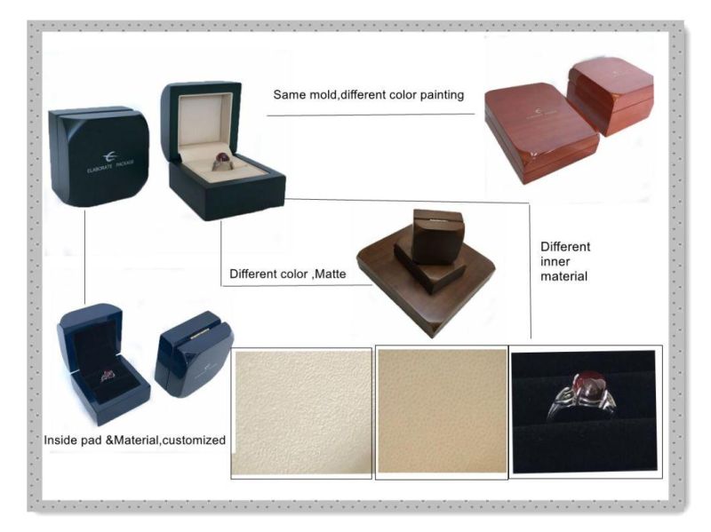 Wholesale Navy Blue PU Leather Jewelry Storage Box Luxury Gift Ring Packaging Box Exhibition Showcase Display Box