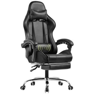 Black Massage Function Gaming Chair with Adjustable Height
