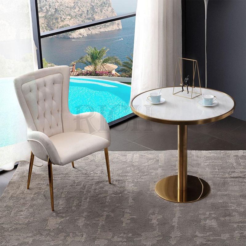 PU Leather Tufted Back Chair for Dining Room Modern Metal Leg Dining Chair