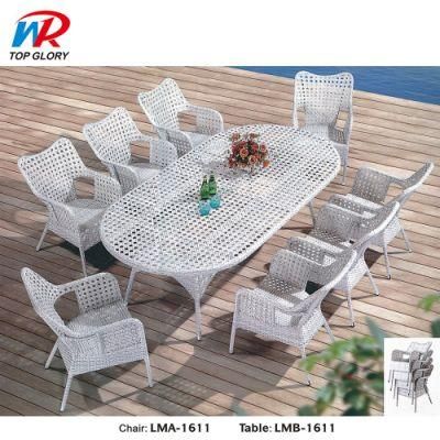 Restaurant PE Wicker Rattan Outdoor Pool Furniture Aluminium Dining Chair Garden Sets