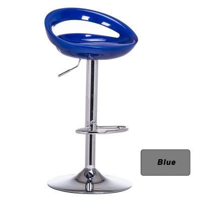 Modern Elegant Home Cafe Restaurant Furniture Lifestyle Blue Adjustable Swivel Chair Bar Stool Chair with ABS Plastic Seat