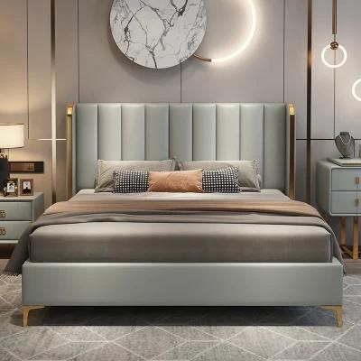 Leather Bed Modern Minimalist Master Bedroom Double Bed Leather Soft Bed Storage Italian 1.8m Bed