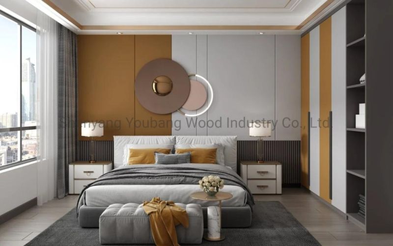 2021 Double Genuine Leather Bed Bedroom Upholstered Metal Frame with Solid Wood Slat Bedroom Furniture