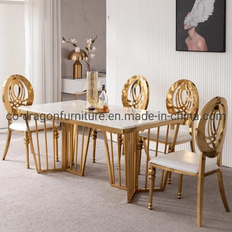 Home Furniture Wedding Furniture Gold Stainless Steel Leather Dining Chair