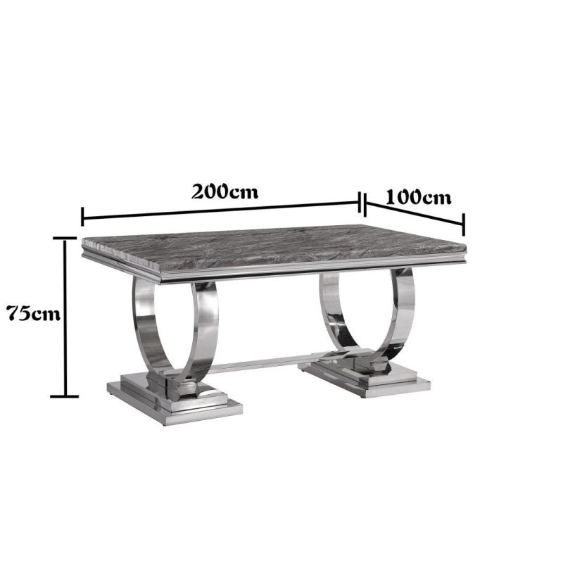 Direct Sale Good Quality Modern Luxury Home Furniture Dining Room Silver Metal Leg Dining Table