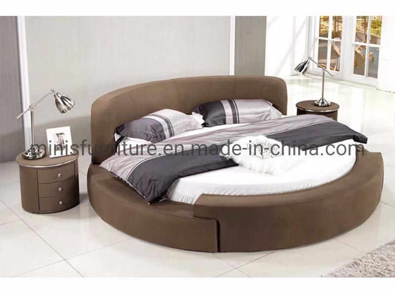 (MN-MB107) Home/Hotel Bedroom Furniture White Leather Round Bed