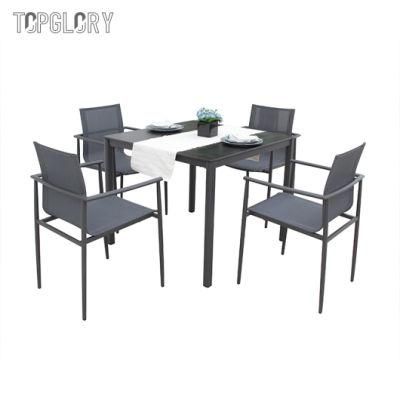 Garden Courtyard Table and Chair Outdoor Metal Frame Textilene Cloth Table and Chair Set