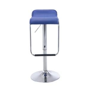 Contemporary Chrome Air Lift Adjustable Barber Swivel Club Bar Stools Blue