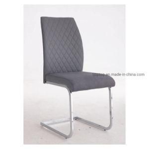 Strong Leather Dining Chair with Chrome Round Tube Legs Dining Chairs