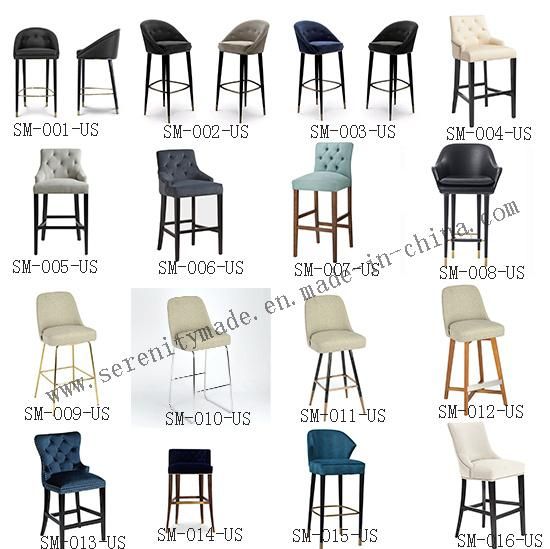 Vintage Industrial Cafe High Wooden Legs Kitchen Bar Stool with Leather Seat