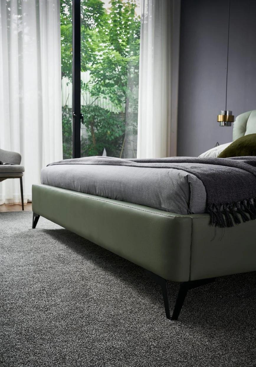 Modern Hot Sale Customized Green Color Bed King Bed Leather Bed for Home and Villa a-Mf004