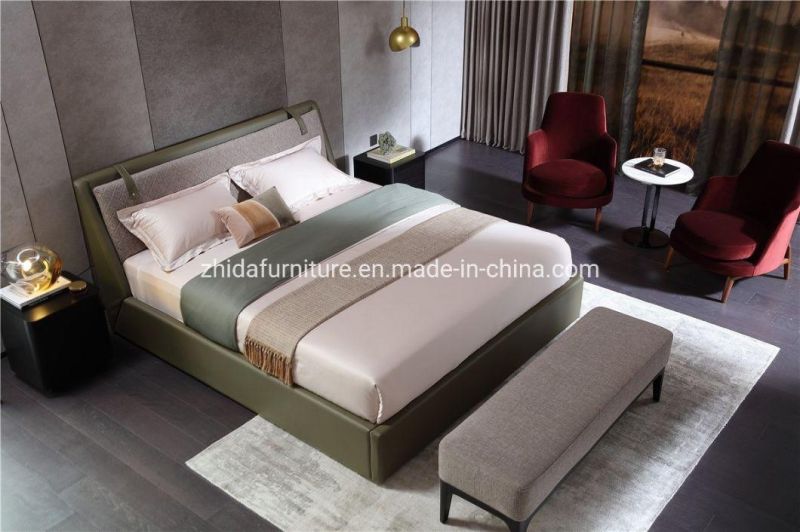 Bedroom Furniture Upholstered King Size Microfiber Bed with Storage