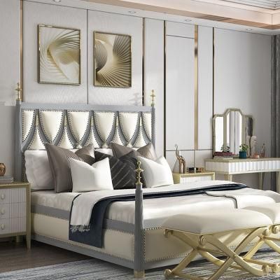 Modern Luxury Wooden Home Furniture Leather Bedroom Set King Bed