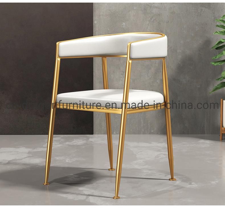 Modern Home Furniture Steel Leg Leather Dining Chair with Arm