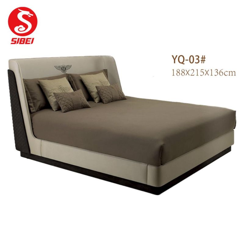 New Modern Home Furniture Wooden Hospital Bedroom Hotel Furniture King Double Leather Beds