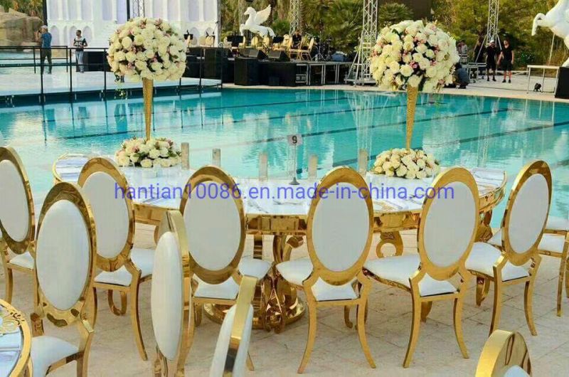 White Chair Moon Shape Stainless Steel Royal Rose Gold Wedding Chairs