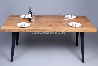 Oak Wood Leather Dining Table