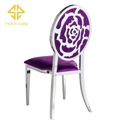Sawa Modern Luxury Stainless Steel Purple Velvet Wedding Chair for Hotel Event Furniture