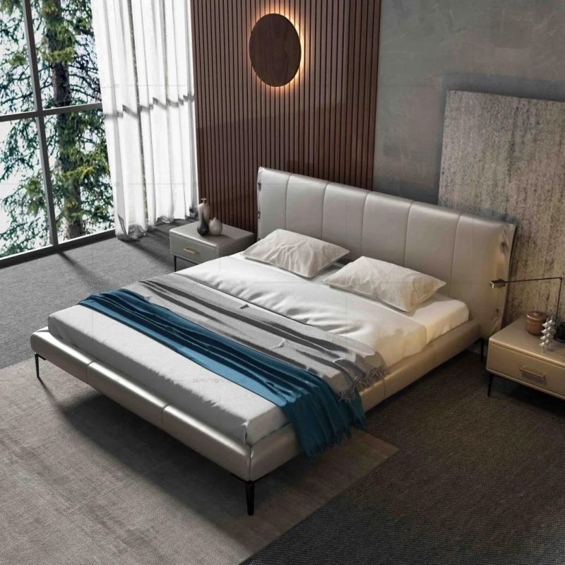 Luxury Italian Bedroom Set Furniture King Beds Size Modern Italian Latest Double Bed Designer Furniture Set Leather Luxury Bed