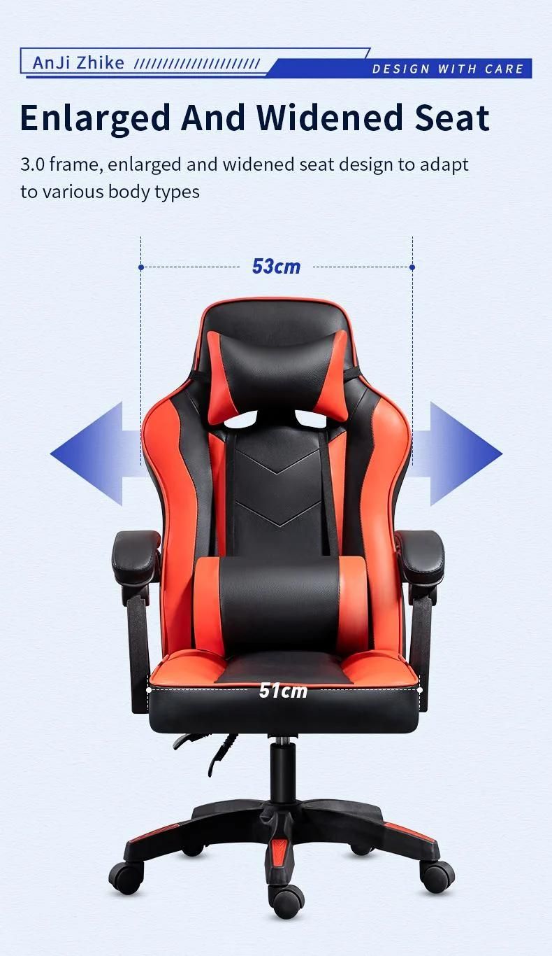 Hot-Selling High Back PC Racing Computer Reclining Leather Silla Gamer Racing LED Gaming Chair with Footrest