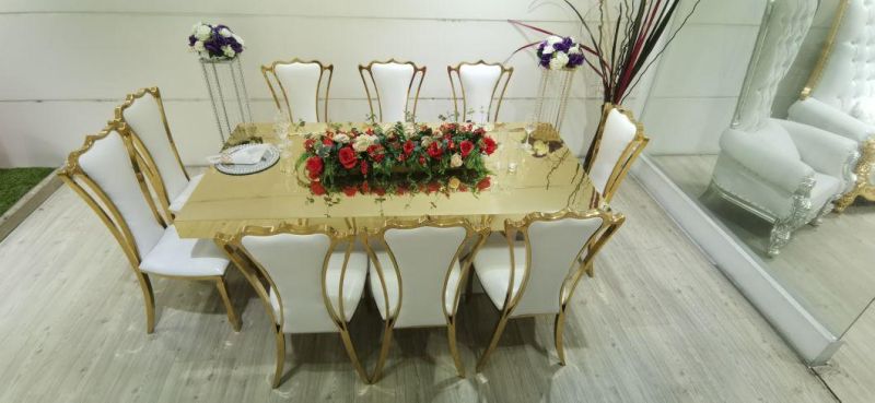 Factory Royal Event Decoration MDF Moon Table Stainless Steel Wedding Table